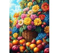 Fruit Basket Overflowing with Summer Blooms Rompicapo 500 Pezzi Impossibile Per Esperti Fairy Tale Scenery Cartoon Cartone Di Alta Qualità Senza Sbavature Per Collezionisti Edizione Limitata Con Post