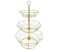 Fruit Bowl Holder - Fruit Basket - 3-Tier Geometric Fruits Organizer - Detachable Drain Basket For Fruits & Veggies - Multifunctional countertopp Storage Baskets For Home Kitchen Vegetables Snacks