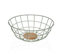 Fruit Bowl Versa Green 28 X 12 X 28 Cm Wood Rubber Wood Steel Iron NUOVO