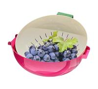 Fruit Cleaner Bowl, Vegetable Basket Bowl, 10,63 x 9,84 x 3,94 Inches -Layer Design, Efficient Rinsing, Rotatable Drain System, Washing Colander for Kitchen Home and Apartment