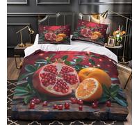 Fruit Copripiumino microfibra traspirante 3 Pezzi stampa di 3D con cerniera Holiday Festive still Life Set Di Copripiumino con federa per cuscini traspirante for ragazzi Super king（260x220cm）