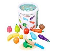 Fruit Cutting Toy Set, Wooden Pretend Play Kitchen Kit, Safe Healthy Puzzle Simulation Food Toys, Strong and Interactive, Portable Compact Ideal for Kindergartens Home Nurseries