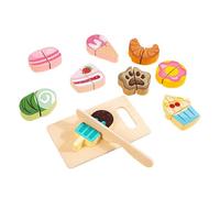 Fruit Cutting Toy, Wooden Learning Game, 7.87 Inches Children Food Set, Preschool Skill Builder, Fine Motor Training Kit, Educational Play Activity for Kids, Girl, Boy, Home, Classroom, and Nursery