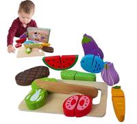 Fruit Cutting Toys, Wooden Educational Plaything Food Set, Fine Motor Skill Development Toy, Pretend Kitchen Plush for Imaginative Role Plaything, Family Fun, Kids, Mixed Color
