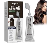 Fruit Dyeing Cream di Colore di Capelli, Natural Plant Hair Fruit Dye Cream with Comb, Unisexe pour un usage quotidien (Brownish black)