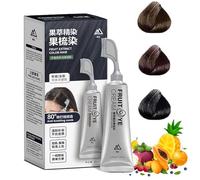Fruit Essence Hair Dyeing Comb, 80ml Black Fruit Dyeing Cream with Comb, Natural Plant Extract Hair Dye Essence for Grey Hairs Coverage Dye for Men Women, All Hairtypes (Chestnut brown)