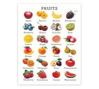 Fruit Food Groups and Nutrition Chart Healthy Eating Poster with Food Pyramid for Kitchen or Classroom(Framed,12x18inch(30x45cm))