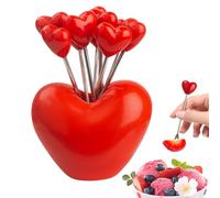 Fruit Fork Set - 10 Piece Heart Shaped Mini Dessert Forks, Stainless Steel Fruit Picks, Reusable Food Grade Cocktail, Appetizer Forks For Cake Snack Salad Party Wedding Kitchen Table