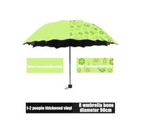 (Fruit Green)Ladies Portable Umbrellas Windproof 3-folding Blossoms In Water Changes Color Anti-uv Sun/rain Umbrella