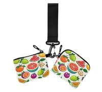 Fruit Melon Pattern Colorful Portamonete da donna Porta carte Carino Moda Cambiamento Portafoglio con Cerniera Tasca portamonete per Ragazze 2 Confezioni porta tarjetas de crédito, melone, modello
