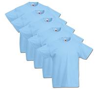Fruit Of The Loom 5 t-shirt da bambini Valueweight 104 116 128 140 152 diverse combinazioni di colore possibili, 100% cotone blu pastello