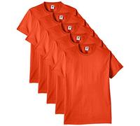 Fruit of the Loom 61-212 Heavy Cotton Tee Maglietta da Uomo, pacco da 5 pezzi, Arancione (Orange), 2XL