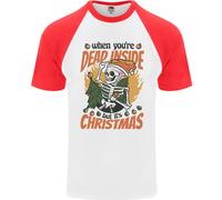 Fruit of the Loom 610260 Dead Inside Xmas T-Shirt Baseball Uomo Cotone