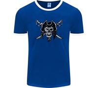 Fruit of the Loom 61168 T-Shirt Ringer Uomo Pirate Skull Jolly Roger