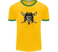 Fruit of the Loom 61168 T-Shirt Ringer Uomo Pirate Skull Jolly Roger