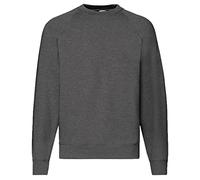 Fruit of the Loom 62-216-0 - Felpa con maniche raglan da uomo M Dark Heather + 1 blocco per appunti HL