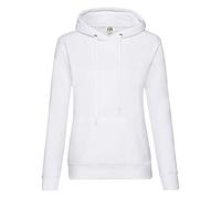 Fruit of the Loom 62038 Classic Lady Fit, felpa da donna con cappuccio, Donna, Fruit of the Loom - Lady-Fit Hooded Sweat, bianco, XS