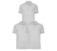 Fruit of the Loom Polo 65/35 Grigio mlange Uomo S - Pacco da 3