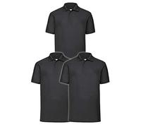 Fruit of the Loom 65/35 Polo, Nero, XL (Pacco da 3) Uomo