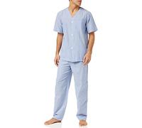 Fruit of the Loom Broadcloth Pyjama Set with Short Sleeves And Long Trousers Pigiama, A Righe Blu, S Uomo