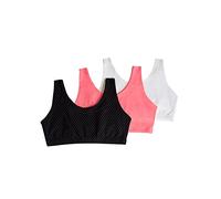 Fruit of the Loom Built Up Tank Style Sports Bra Fashion Colors Reggiseno Sportivo, Opaco, Pin DOT/Ghiaccioli Rosa/Bianco-Confezione da 3, 40 (Pacco da 3) Donna