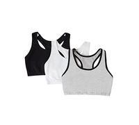 Fruit of the Loom Built Up Tank Style Sports Bra Fashion Colors Reggiseno Sportivo, Opaque, Grigio con Nero/Bianco/Nero, 44 (Pacco da 3) Donna