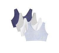 Fruit of the Loom Built Up Tank Style Sports Bra Value Pack Reggiseno Sportivo, Cottage Stripes/Skipper Blu/Grigio mélange/Bianco, 72 (Pacco da 4) Donna