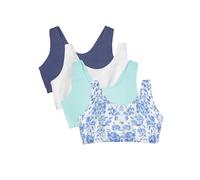 Fruit of the Loom Built Up Tank Style Sports Bra Value Pack Reggiseno Sportivo, Opaque, Arazzo Moderno/Bianco/Blu Aruba/Blu Olandese, 36 (Pacco da 4) Donna