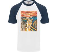 Fruit of the Loom Cat Scream Parody T-Shirt Baseball Uomo S/S Cotone
