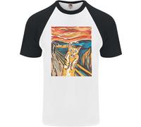 Fruit of the Loom Cat Scream Parody T-Shirt Baseball Uomo S/S Cotone