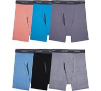 Fruit of the Loom Coolzone Boxer (Colori Assortiti) Corti, Confezione da 6 - a Righe/Tinta Unita, XL Uomo