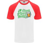 Fruit of the Loom Drunk Lives Matter T-Shirt Baseball Uomo Manica Corta Cotone