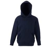 Fruit of the loom - Felpa con cappuccio da bambino unisex, Dark Blue, M