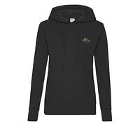 Fruit of the Loom Felpa con cappuccio da donna con piccolo logo vintage, colore: nero, logo vintage piccolo, taglia: M, Logo vintage nero piccolo, M