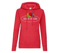 Fruit of the Loom Felpa con cappuccio donna, Rosso - Grande logo vintage, M