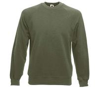 Fruit of the Loom - Felpa Girocollo Maniche Raglan 280g/mq - Uomo (XXL) (Verde Oliva)