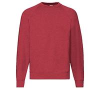 Fruit of the Loom Felpa Raglan da uomo 62-216-0, Vintage Heather Red + 1 Hl Comprare Blocco note, XXL