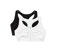 Fruit of the Loom Front Close Builtup Sports Bra Reggiseno Sportivo, Opaco, tonalità Nero/Bianco, 5 (Pacco da 2) Donna