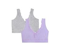 Fruit of the Loom Full Coverage Wireless Cotton Bralette Reggiseno Altamente Coprente, Oscurante, Lilac Whisper/Grey Heather, XL (Pacco da 2) Donna