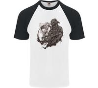 Fruit of the Loom Grim Reaper Uomo T-Shirt Baseball Manica Corta Cotone