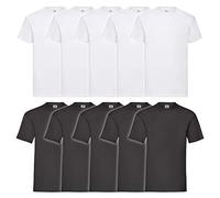 Fruit of The Loom Heavy Cotton 10 Pack Tee, T-Shirt Uomo, Multicolore (White/Black 30/36), Large