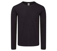 Fruit of the Loom Iconic 150 Classic - Maglietta a maniche lunghe, colore: nero, taglia: 3XL, Nero , XXXL