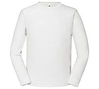 Fruit of the Loom Iconic 195 Ringspun Premium - Maglietta a maniche lunghe da uomo, bianco, XL