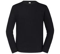 Fruit of the Loom Iconic 195 Ringspun Premium - Maglietta a maniche lunghe da uomo, nero, 3XL