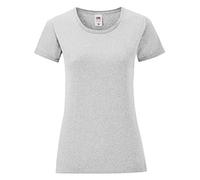 Fruit of the Loom - Iconic - Maglietta a Maniche Corte - Donna (L) (Grigio Chiaro Screziato)