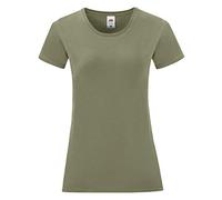 Fruit of the Loom - Iconic - Maglietta a Maniche Corte - Donna (S) (Verde Oliva)