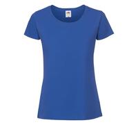 Fruit of the Loom Ladies Iconic 195 - Maglietta da donna attillata in cotone pettinato, girocollo, maglietta basic con cuciture laterali, Blu reale, M