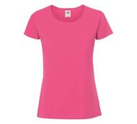 Fruit of the Loom Ladies Iconic 195 - Maglietta da donna attillata in cotone pettinato, girocollo, maglietta basic con cuciture laterali, fucsia, M