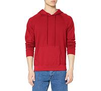 Fruit of the Loom Leggero Pull-Over Felpa con Cappuccio, Rosso, L Uomo
