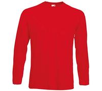 Fruit Of The Loom Long Sleeve Valueweight Tee Maglia, Uomo, Rosso, Medium